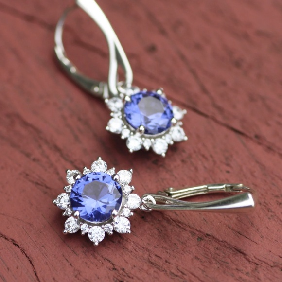 Handmade in Canada Sterling Silver 925 Tanzanite Earrings - December Birthstone - Picture 4 of 5